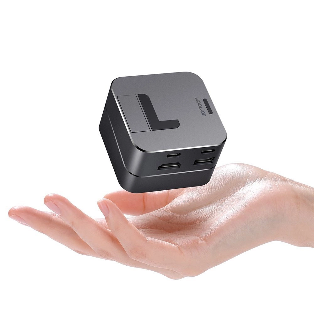 Joyroom HUB S-H121 USB-C - USB-A 3.0 / RJ45 / HDMI / USB-C / Thunderbolt cradle for MacBook Pro - grayeng