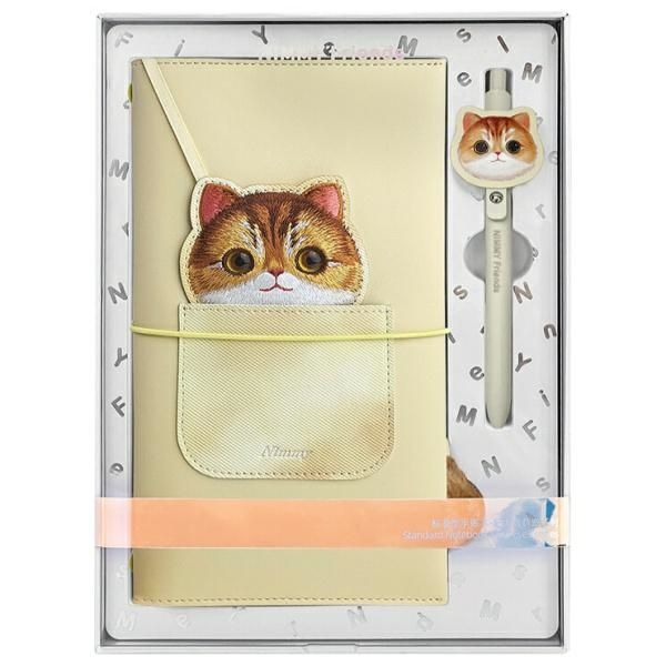74f28653a375ae07843faa22595d19fc NIMMY set 2in1 notebook + pen BIG EYED PET 2.0 Cat khaki