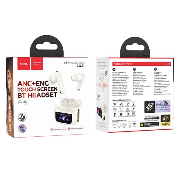 767db24609993aeea2d31fd55cf84843 HOCO wireless earphones bluetooth with touch screen TWS ANC + ENC EQ21 cloudy white
