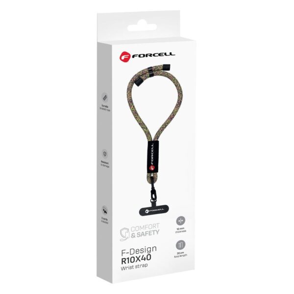 FORCELL F-DESIGN R10X40 wrist phone lanyard with adjustable length (max 20cm in the loop) green pink purple