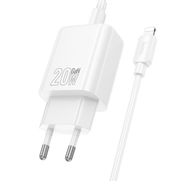 HOCO wall charger USB A + Type C + cable Type C to Lightning PD QC3.0 3A 20W N61 white
