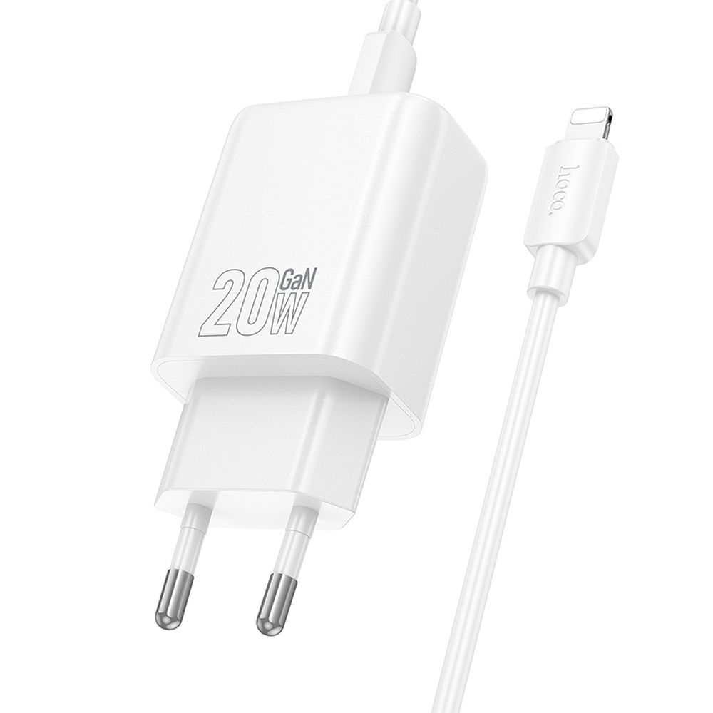 HOCO wall charger USB A + Type C + cable Type C to Lightning PD QC3.0 3A 20W N61 white