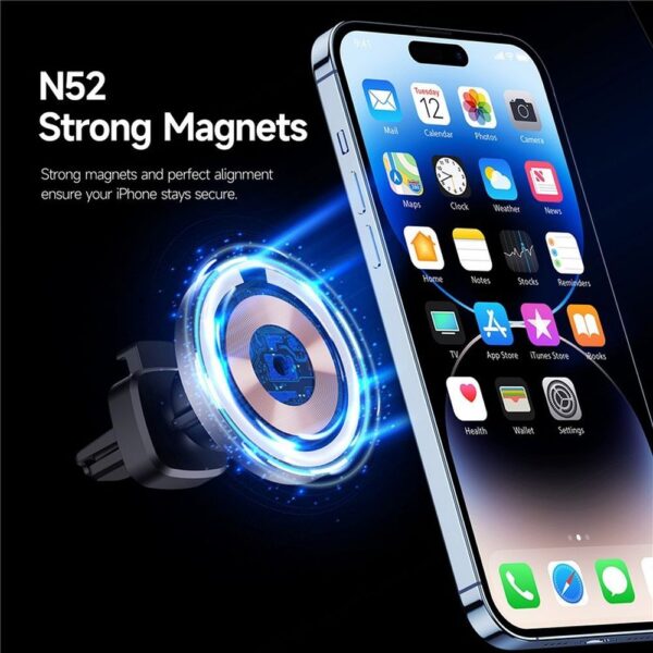DUZZONA car holder with wireless charging for air vet compatible with MagSafe 15W V2 black