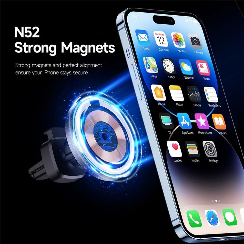 DUZZONA car holder with wireless charging for air vet compatible with MagSafe 15W V2 black