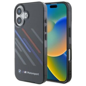 BMW case for IPHONE 16 BMHCP16S23HTRAK (Motorsport IML Random Stripes) black