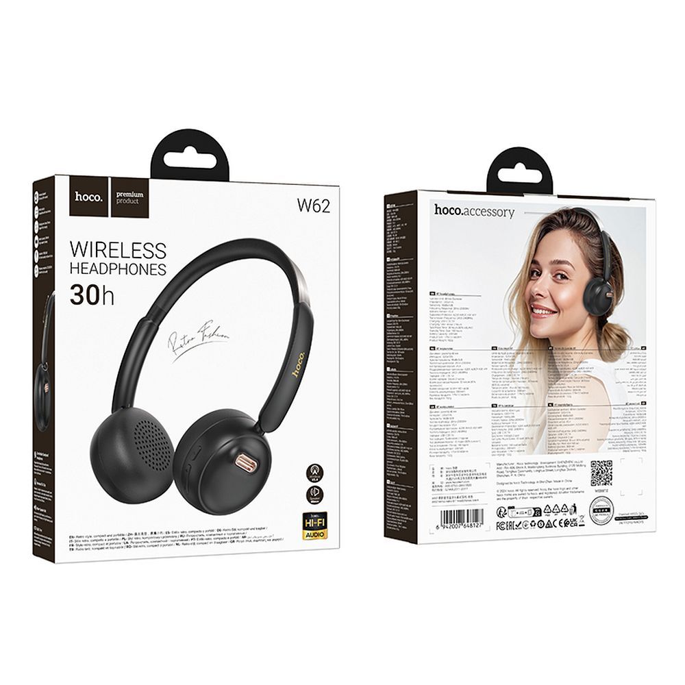 7eb4a0b758ecee56164b0aa8adb70288 HOCO wire headphones bluetooth W62 black