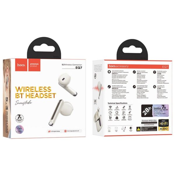HOCO wireless bluetooth earphones TWS EQ7 milky white