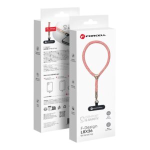 FORCELL F-DESIGN L8X36 wrist phone lanyard with adjustable length (max 18cm in the loop) pink white