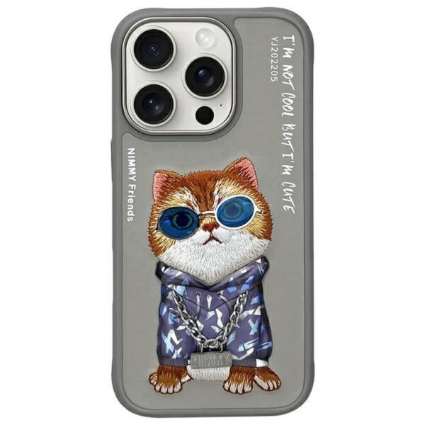 8271815edb78090975965f59916d2891 NIMMY case GLASSES COOL CAT for IPHONE 16 Pro Max gray