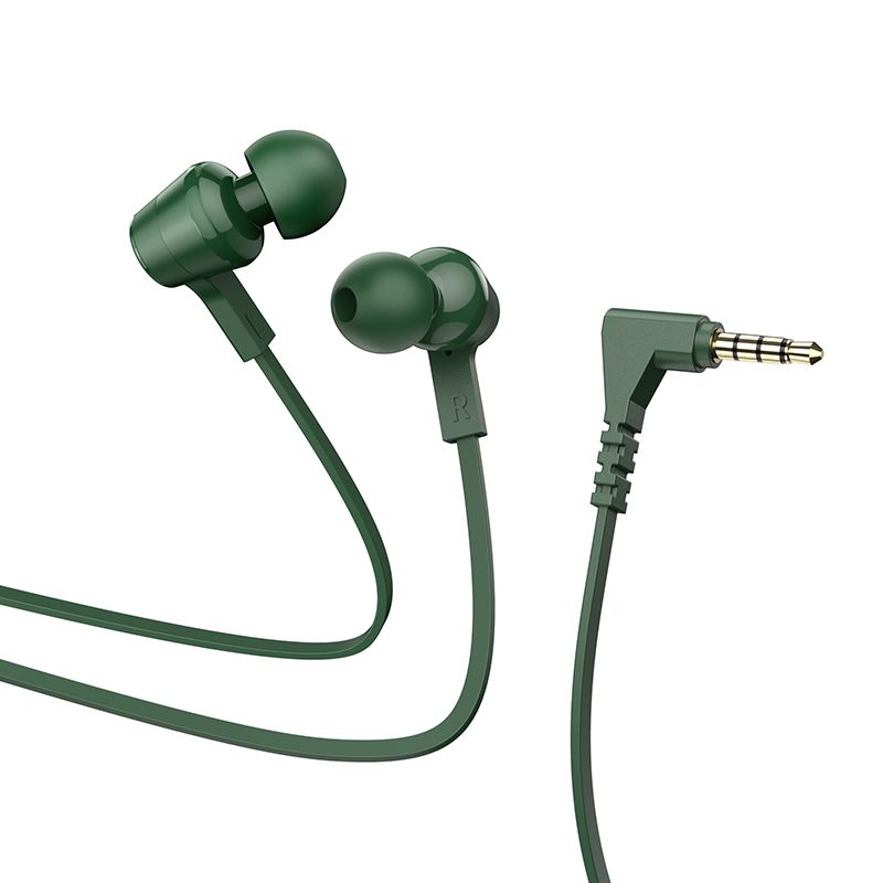 HOCO wire earphones Jack 3,5 mm with microphone M86 army green