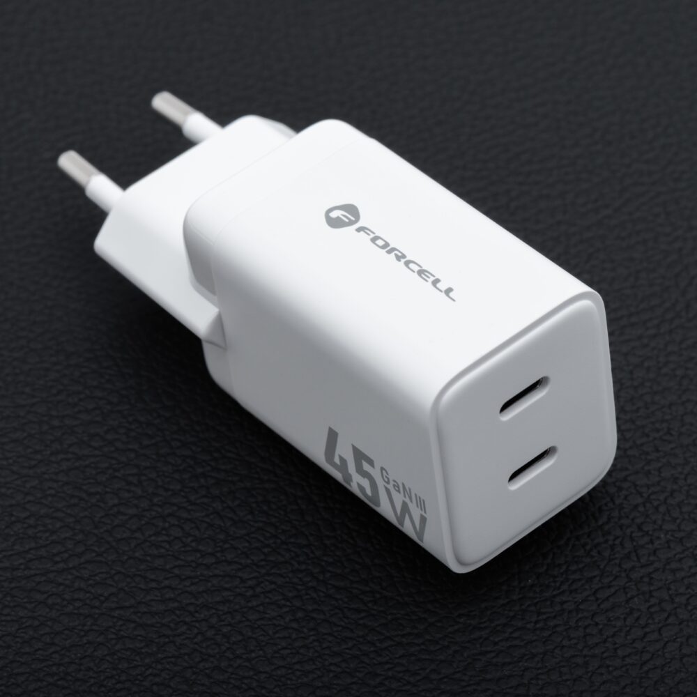 FORCELL F-ENERGY Mini GaN III VT-36B travel charger with 2 x Type C sockets, PD QC4.0 45W white