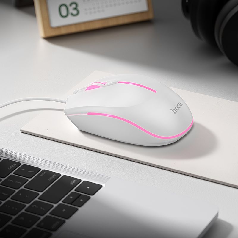 HOCO gaming wire USB A computer mouse 2400 dpi GM37 white