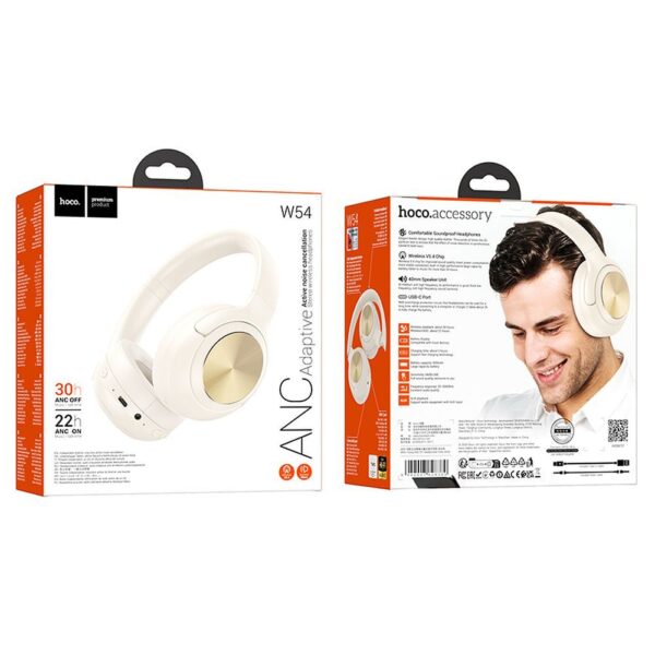 86c964efb463b09da8091f08a380583d HOCO wireless headphones bluetooth ANC W54 milky white