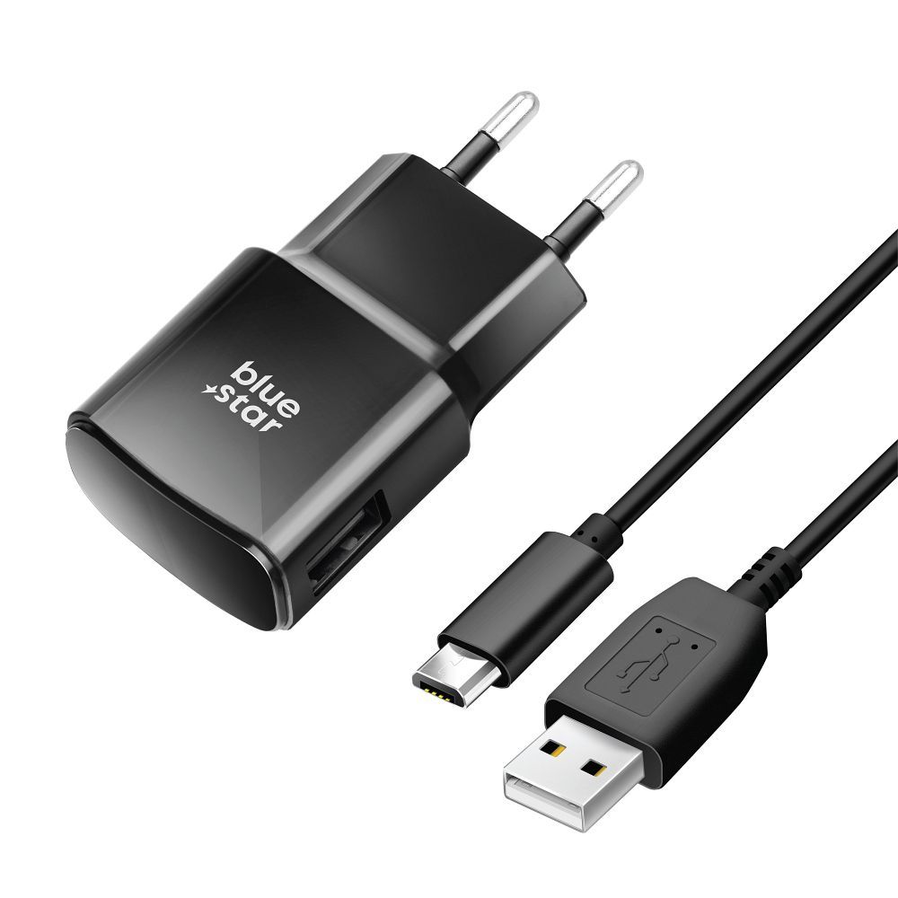 8a1b5352387c8c83903c09161785435f BLUE STAR travel charger 2A 10W USB A + cable USB A to Micro USB TFK-TC-1100B black