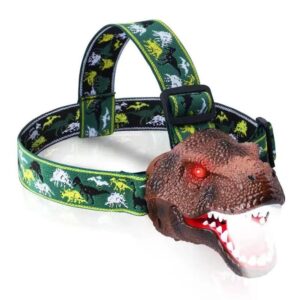 Head flashlight LED for kids with dinosaur IPX4 15LM brown