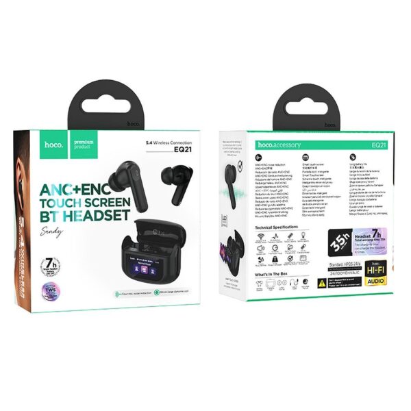 8dd0d7387f0674c23fc5d3709cfbfac1 HOCO wireless earphones bluetooth with touch screen TWS ANC + ENC EQ21 midnight black