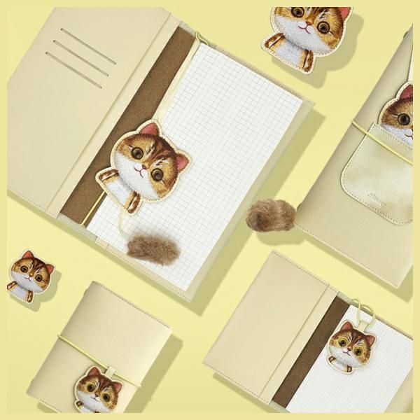 8e6bc6e16217e78c14a33fa62b227e9b NIMMY set 2in1 notebook + pen BIG EYED PET 2.0 Cat khaki