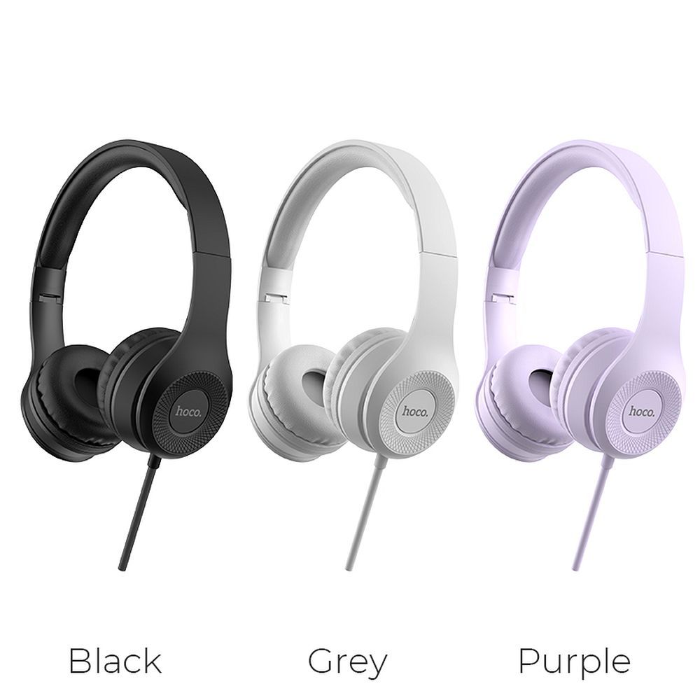 HOCO wire headphones Jack 3,5 mm with microphone W21 purple