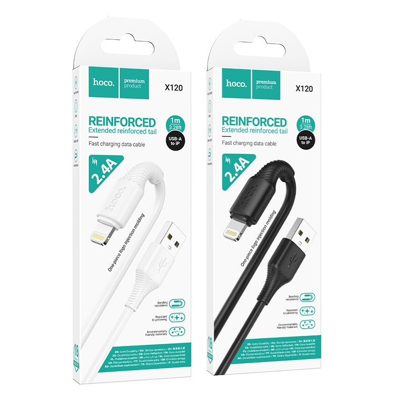 Cable USB A to Lightning Hoco 2,4A 1 m X120 black