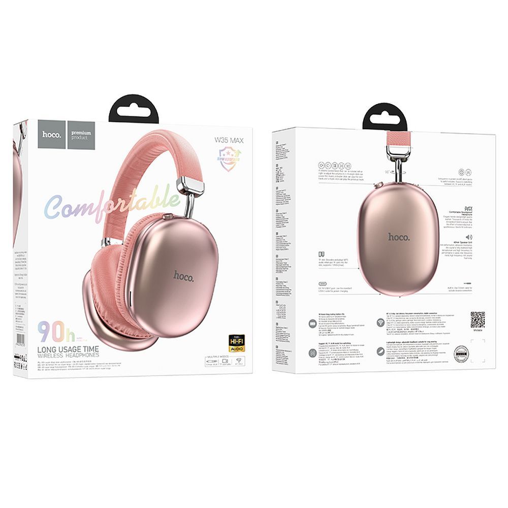 90110a2e608c0f415fe1405ad6701b9e HOCO wireless bluetooth headphones W35 Max pink