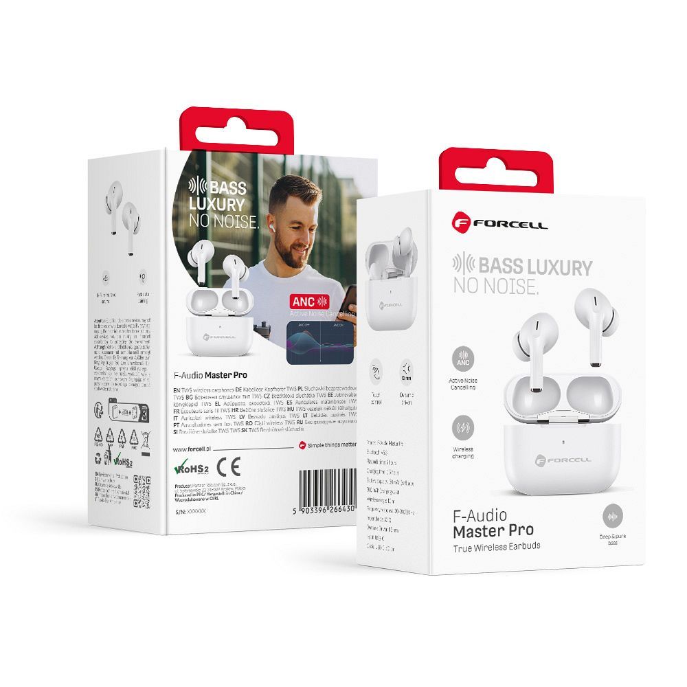 9028ae7f54afe5984aabf905a56953d5 FORCELL F-AUDIO Master Pro wireless earphones bluetooth TWS white