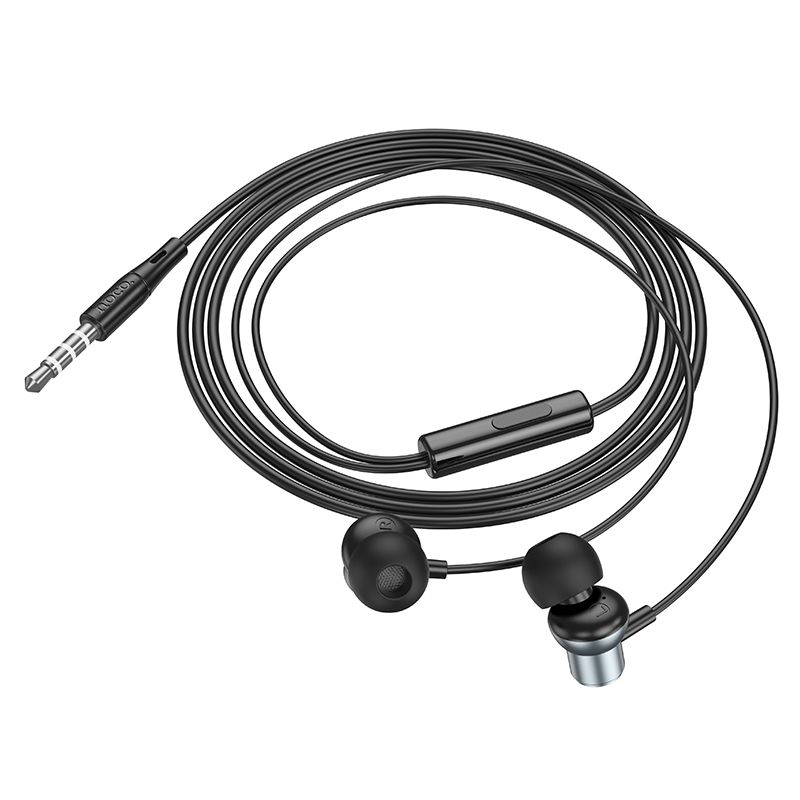 HOCO wire earphones Jack 3,5 mm with microphone M110 metal gray