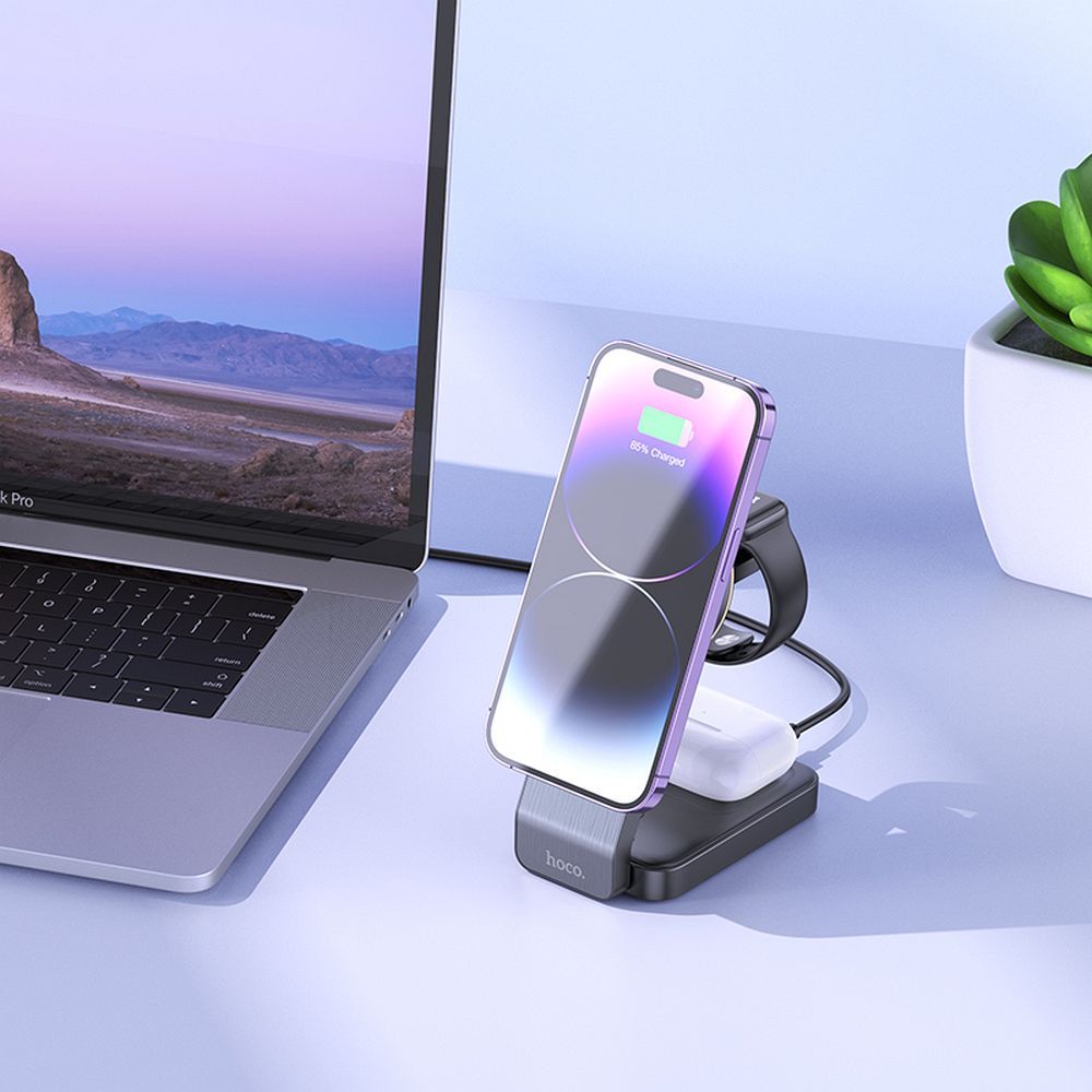HOCO wireless charger 3in1 compatible with MagSafe 15W CQ3 black