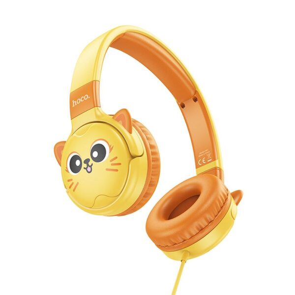 HOCO wire headphones Jack 3,5 mm for children with microphone W61 sun yellow