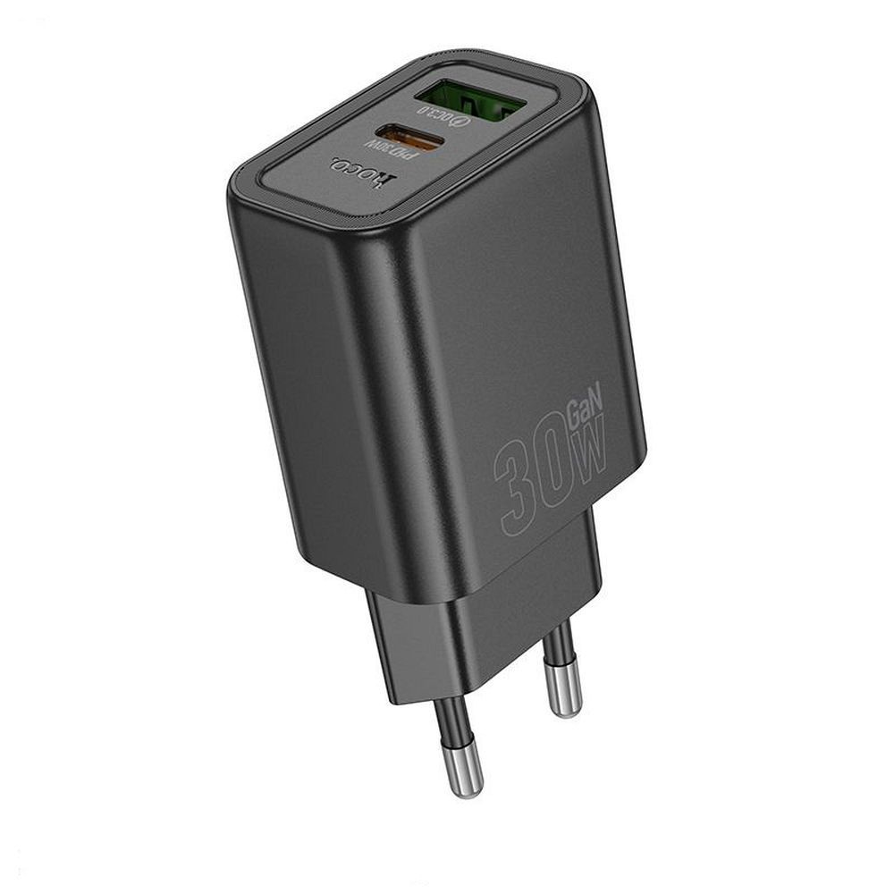 HOCO wall charger USB A + Type C PD QC3.0 3A 30W N63 black