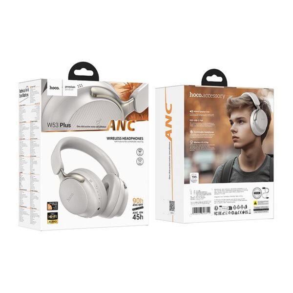 94e119809c75e98eb831c4e359c65c00 HOCO wireless headphones bluetooth ANC W53 Plus gray