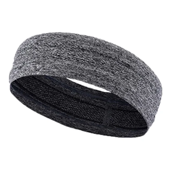 Gray fabric elastic headband for running fitnesseng