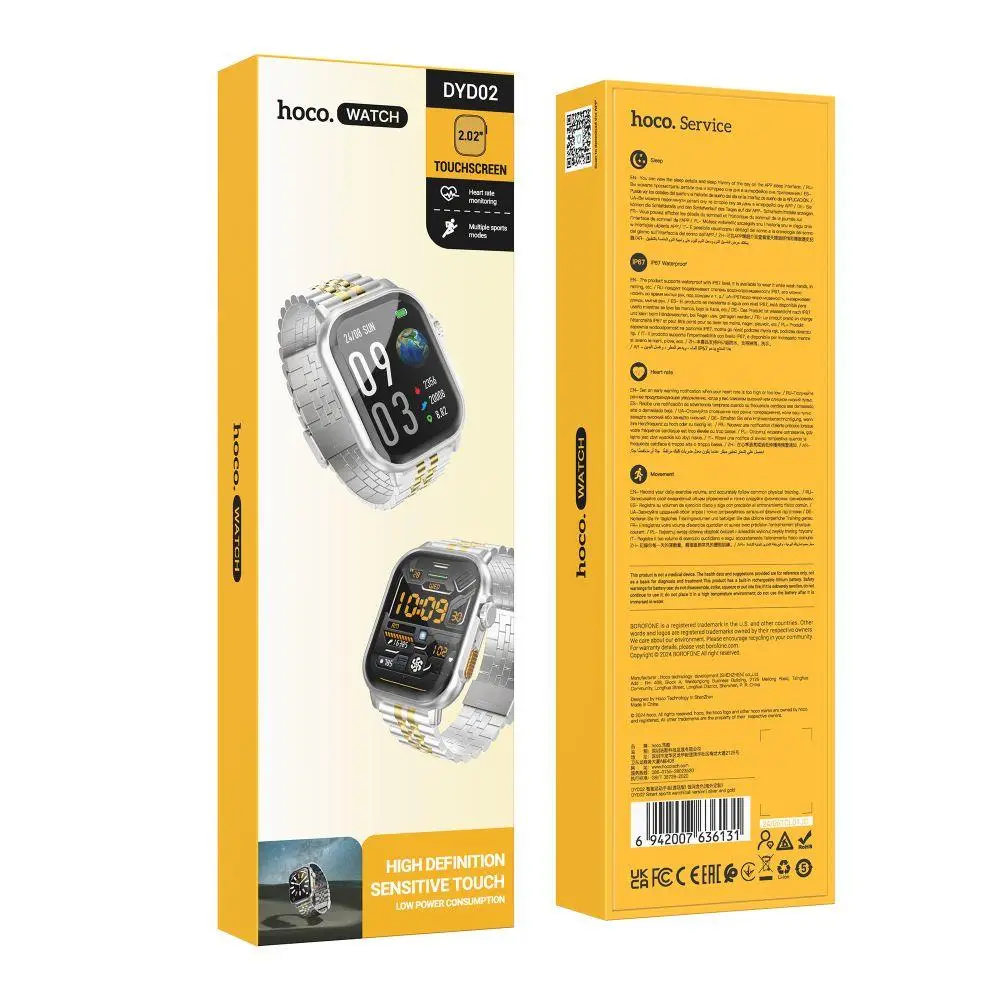 Smartwatch 2,02" TFT Hoco with call function DYD02 gold and silver