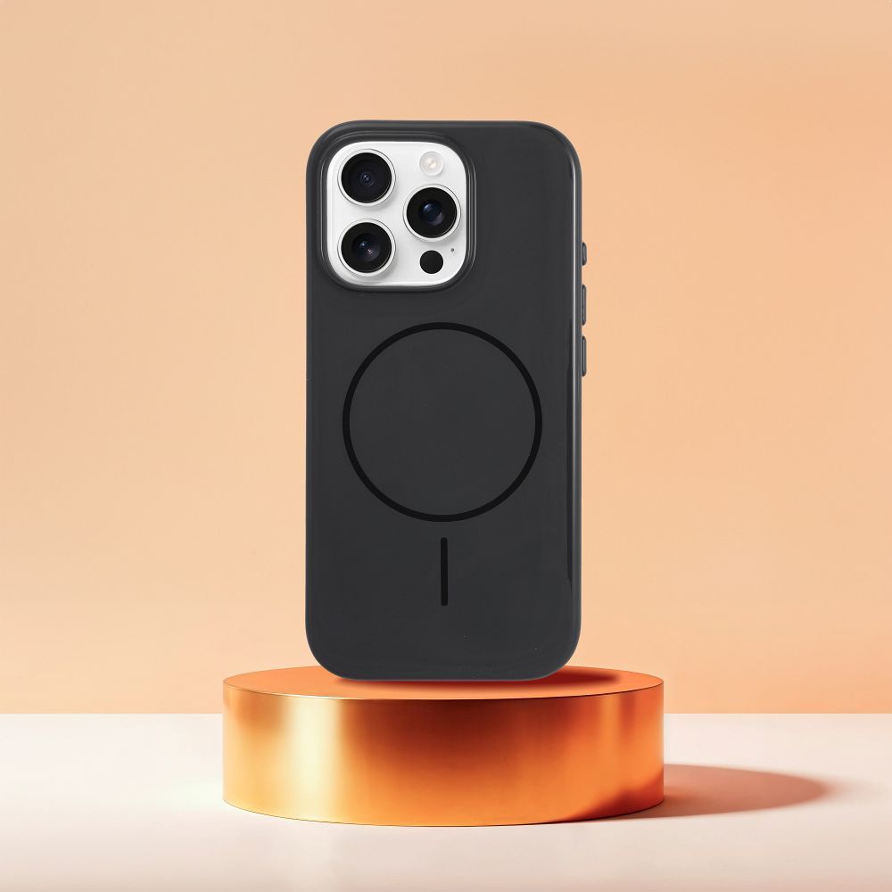 Premium Glossy Mag Cover compatible with MagSafe and Camera Control button for IPHONE 16 PRO black