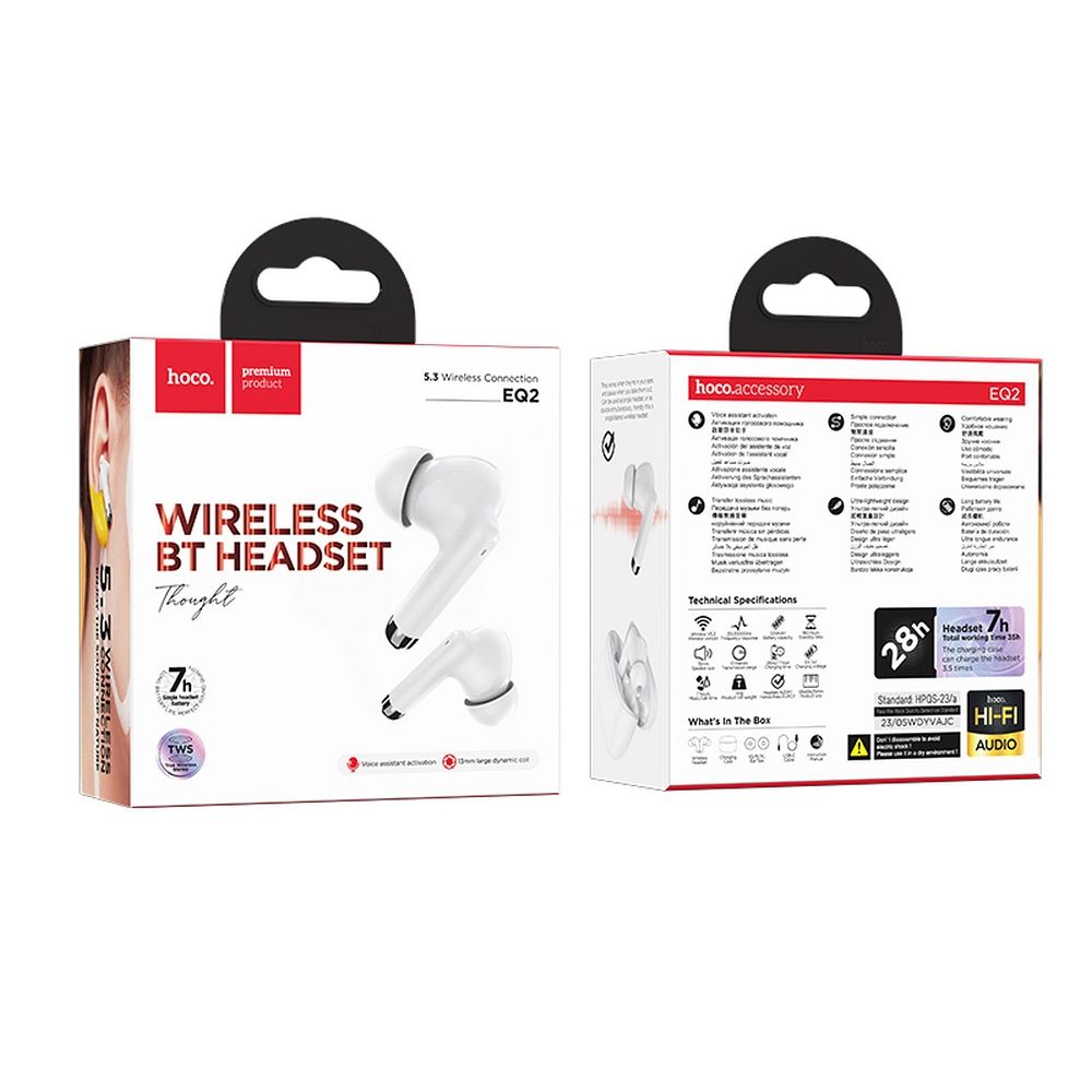 HOCO wireless bluetooth earphones TWS EQ2 white