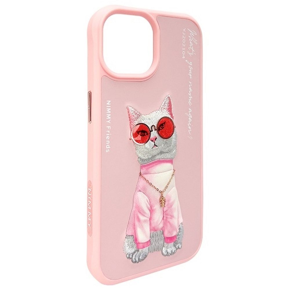 9bb7a6f605a074860068075fe10856a7 NIMMY case GLASSES COOL CAT for IPHONE 15 pink