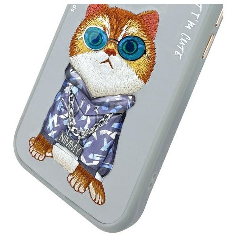 9be8fba0d991716fa5af052d67d121ad NIMMY case GLASSES COOL CAT for IPHONE 15 gray