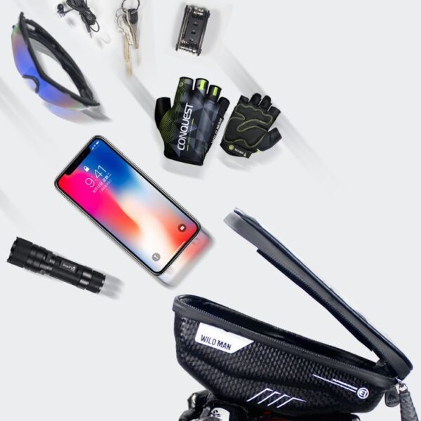 WILDMAN traveling bag for bike handlebars with zipper 1L (4 "- 7") E1 black