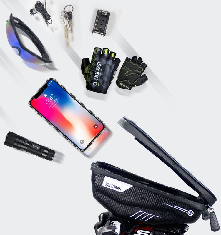 WILDMAN traveling bag for bike handlebars with zipper 1L (4 "- 7") E1 black