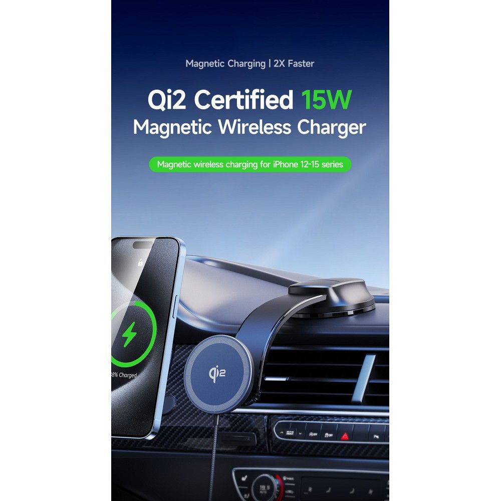 DUZZONA V4 - Dashboard Car Holder with Magnetic Wireless Charger 15W (Compatible with MagSafe and Qi2 charging)