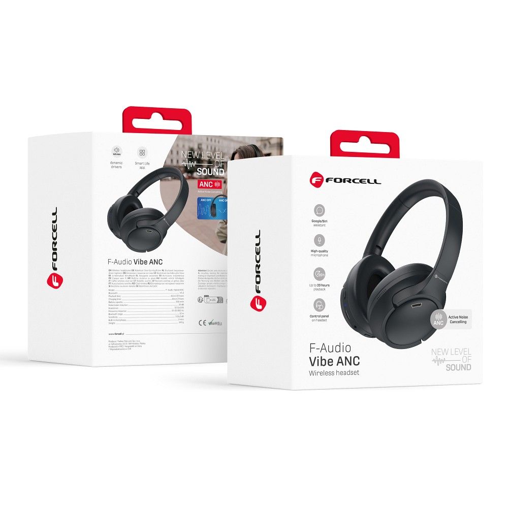 9ebc73b5bdedf9c7f6d0f63d55ff9fd5 Wireless on ear headphones Forcell F-Audio TWS Vibe ANC + TUYA APP black