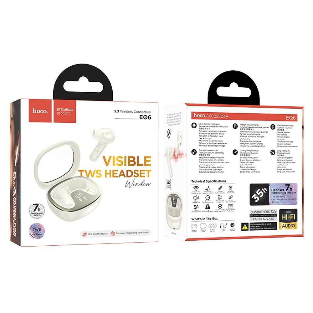 HOCO wireless bluetooth earphones TWS EQ6 white