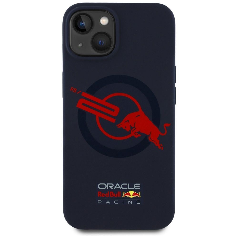 RED BULL case for IPHONE 15 compatible with MagSafe RBHMP15S24SIOLVR (Silicone ORBR20 Logo Red Lining) navy