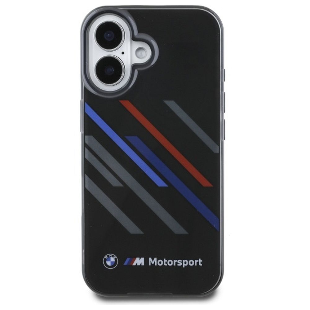 BMW case for IPHONE 16 BMHCP16S23HTRAK (Motorsport IML Random Stripes) black