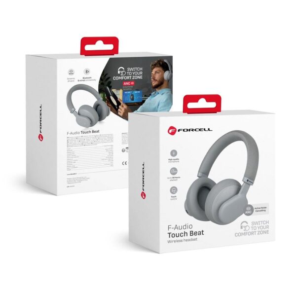a4407776d1f3f4740485a729335bc756 FORCELL F-AUDIO Touch Beat wireless headphones bluetooth ANC grey
