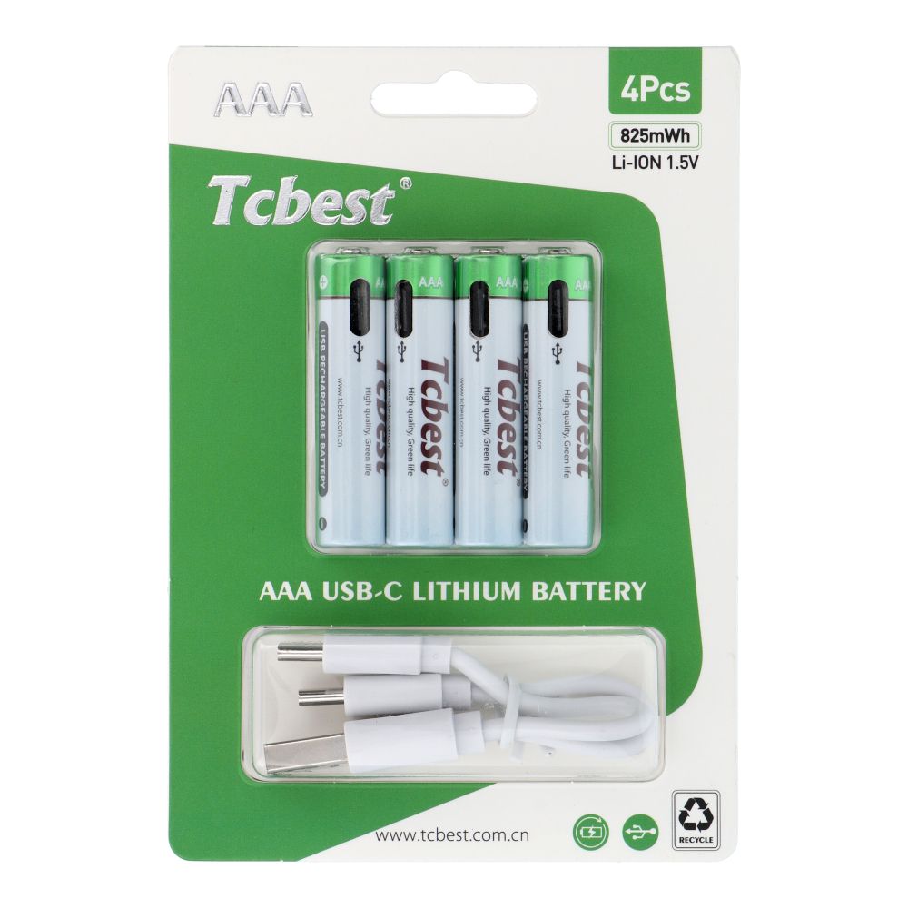 a8798bb500411127d1d1126aa7c5bec0 TCBEST rechargable battery R3 (AAA) 550 mAh with socket Type C + cable USB A to 4 x Type C 4 pcs