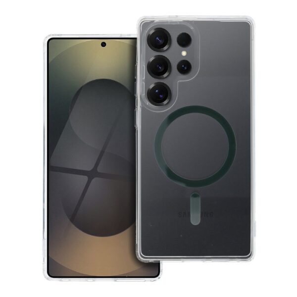 Drop Glue Colorful Ring Mag Cover compatible with MagSafe for SAMSUNG S25 ULTRA dark green