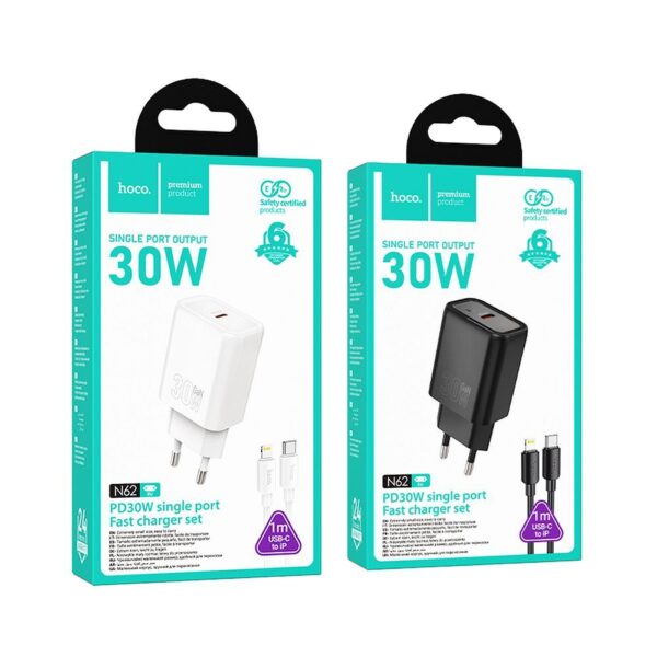 HOCO wall charger Type C + cable Type C to Lightning PD QC 30W N62 white