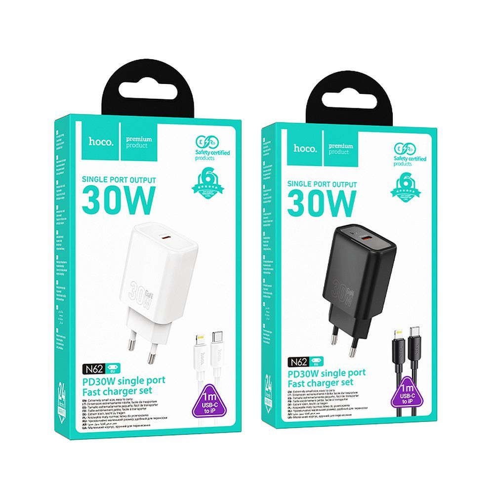 HOCO wall charger Type C + cable Type C to Lightning PD QC 30W N62 white