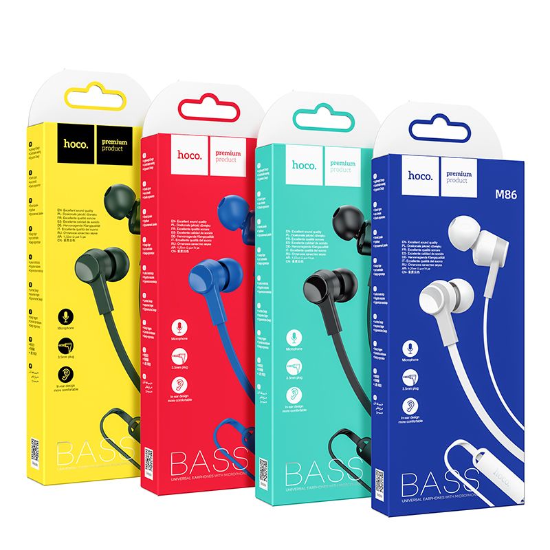 HOCO wire earphones Jack 3,5 mm with microphone M86 black