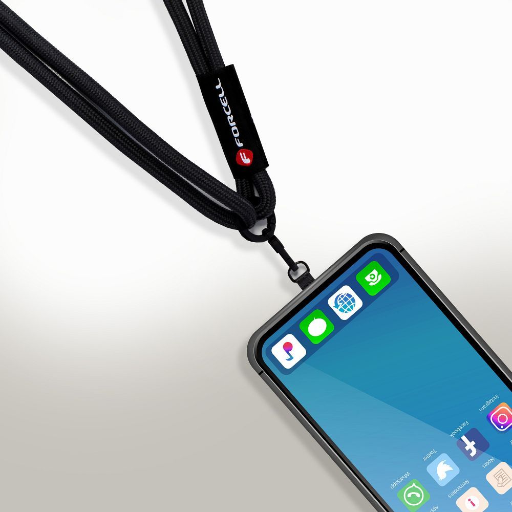 FORCELL F-DESIGN S10X165 crossbody phone lanyard with adjustable length (max 82,5cm in the loop) black